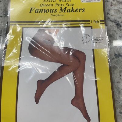 Famous Makers Sheer Extra Width Queen Plus Size Jet Black Pantyhose’s 5x-6x