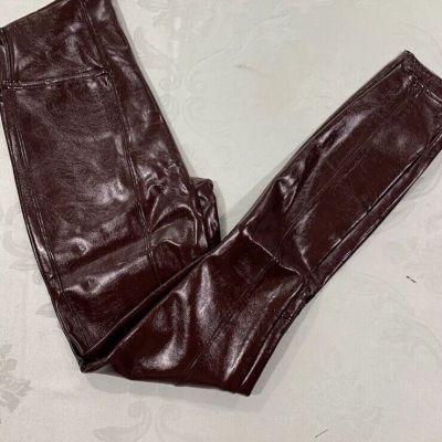 Spanx WOMENS Faux Patent Leather Leggings, Size L
