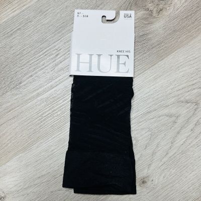 HUE Womens Abstract Slashes Knee Highs 1 Pair Black One Size Sheer New