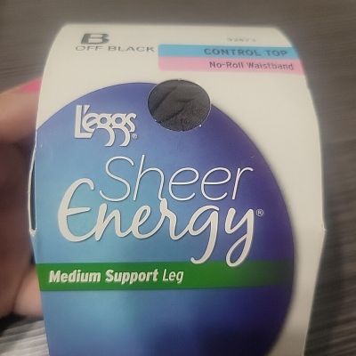 Leggs Sheer Energy Control Top Pantyhose Size B Off Black