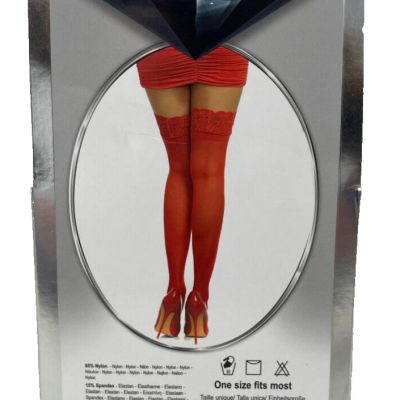 Dreamgirl Lace Stay-Up Sheer Thigh High Tights Stocking Sexy Lingerie 0005 RED