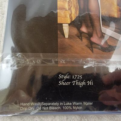 Elegant Moments One Size (90-160lbs) Sheer Thigh Hi Hosiery Black 1725 stockings