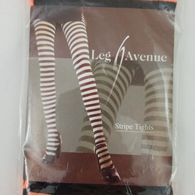 New Leg Avenue 7100 Nylon Striped Tights Orange and Black One Size Fits Most