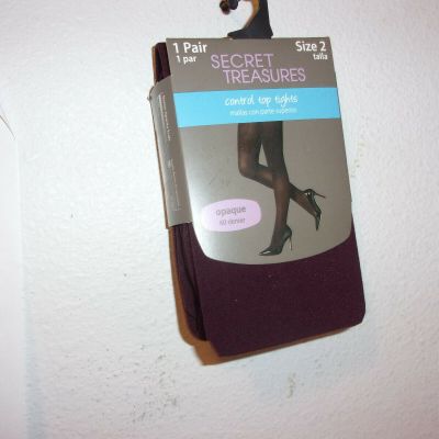 NEW SECRET TREASURES  LADY'S  CONTROL TOP 60 DENIER  TIGHTS in  BURGANDY