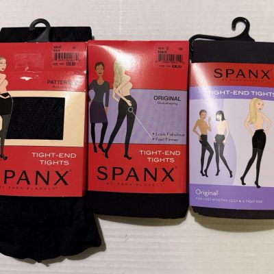 Spanx Lot of 3 Tight-End-Tights NWT Black/Charcoal Size C (140-180 lbs)