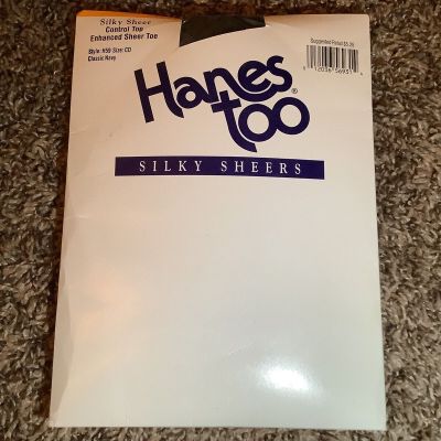 Hanes too silky sheers control top pantyhose, color classic navy, size: CD