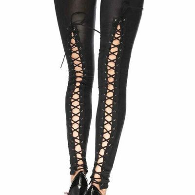 Wet Look Leggings with Lace Up Back Sexy Leg Avenue Size Small