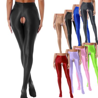 US Woman Opaque Pantyhose Shiny High Waisted Hollow Out Tights Stockings Pants
