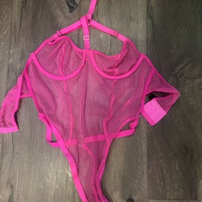 One Peice Mesh Body Suit Neon Pink