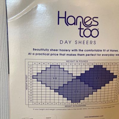 HANES TOO Day Sheer Control Top Pantyhose Size CD Barely There Sandalfoot #137