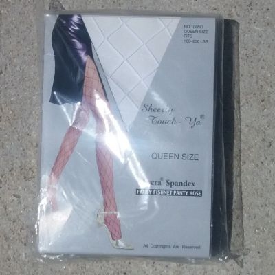 (6 Pieces) Sheerly Touch-Ya Fancy Fishnet PantyHose (White/QueenSize/165-250LBS)
