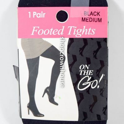 1 pair On The Go FOOTED TIGHTS size M BLACK 90perc Nylon 10perc Spandex
