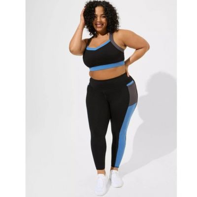 TORRID Women's Black Blue  Gray Pockets Active Full Length Leggings Size 1X