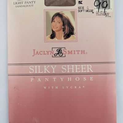 Vintage Jaclyn Smith Silky Sheer Light Support Pantyhose Size C Soft Beige