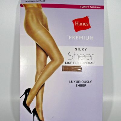 Hanes Premium Silky Sheer Tummy Control Pantyhose Size Large Color Nude