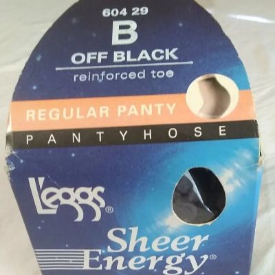 Pantyhose NEW Leggs Sheer Energy Regular Panty 60429 B Off Black Reinforced Toe