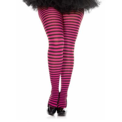 Brand New Plus Size Opaque Striped Tights Music Legs 7471Q