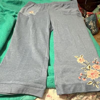 Alfred Dunner 2X plus size blue embroidered casual leggings