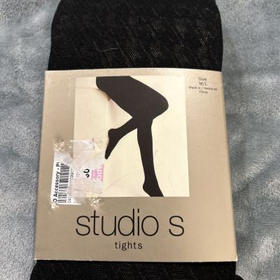 Studio S Tights NWT Houndstooth Black Size ML