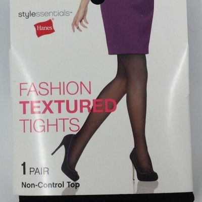 Hanes Womens Ladies Black Fashion Textured Tights Stockings Size M/L NEW