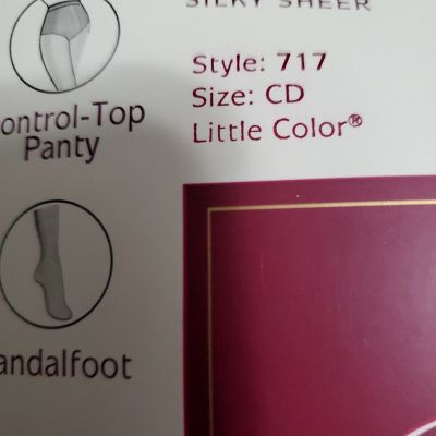 Hanes Control Top Sandalfoot Pantyhose 717 Silk Reflections Sz. CD Little Color