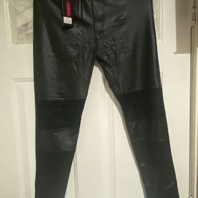 NEILIXIL Women's leather pants with black transparencies on XL leather