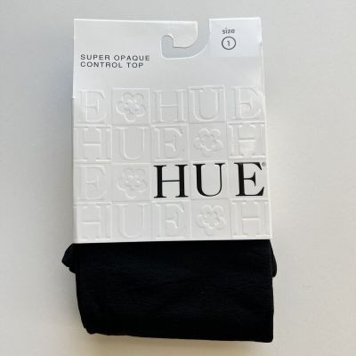 Hue Womens Super Opaque With Control Top Tights Size 1 Black U6620A 100-150lbs