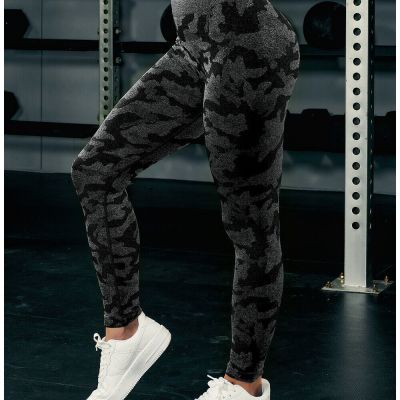 DreamNow Black Camouflage High Waisted Women Gym Workout Yoga Pants Leggings