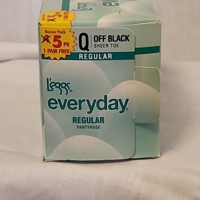 Leggs Everyday Regular Pantyhose Q Bonus Pack Of 5 Pairs Off Black