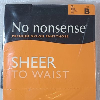 No Nonsense Premium Nylon Pantyhose Sheer to Waist Size B Off Black Sealed Bag