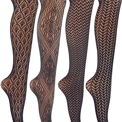 MANZI Womens Fishnet Tights Patterned Stockings Stretch Fishnets Panty Hose