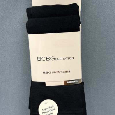 BCBG Generation Fleece Lined Tights Footless Black 2 Pack Women's Size S/M NEW
