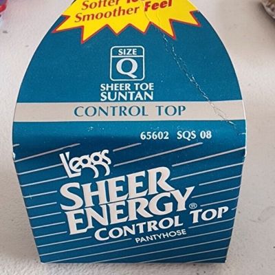 L'eggs Pantyhose Sheer Energy Control Top Sheer Toe SUNTAN Nylons Vtg 1992