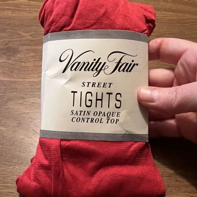Vanity Fair Street Tights Vintage Satin Opaque Control Top TALL Ruby Red