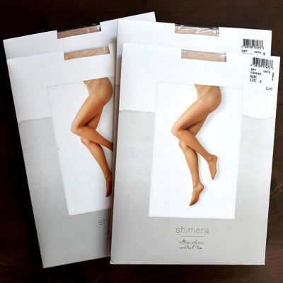 Shimera Pantyhose Size D Nude Ultra Sheer Control Top Shape & Tone Hosiery, NEW