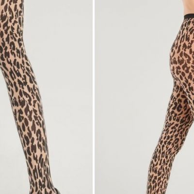 Wolford Josey Tights 14901 Fairly Light/Black Animal Print Size S