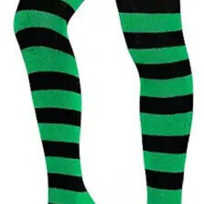 Christmas Thigh High Socks for Women Over The Knee One Size A5-green Black