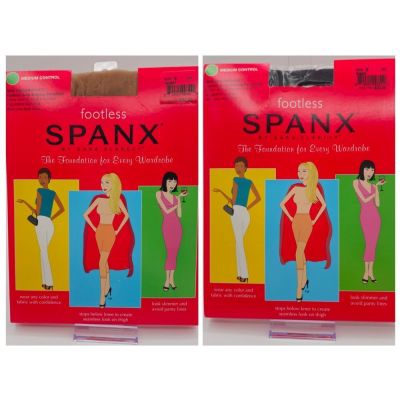 Footless SPANX Sara Blakely Medium Control Body Shaping Pantyhose Black and Nude