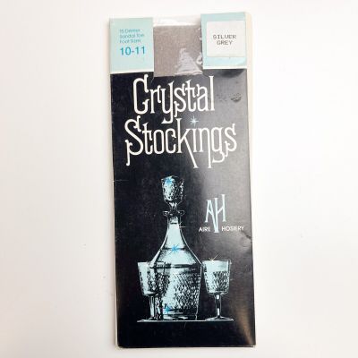 Vintage Aire Hosiery Crystal Stockings - Size 10-11 - Silver Grey