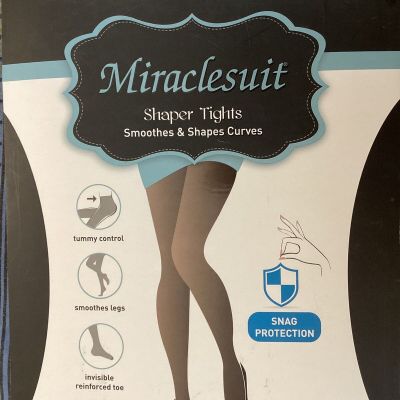 Miraclesuit Shaper Tights Silky  Sheer WN SZ M LIGHT BLACK CONTROL PANTY Footed
