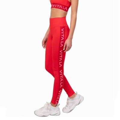 Vita LA Red Pink Logo Workout Athleisure Leggings Size Medium