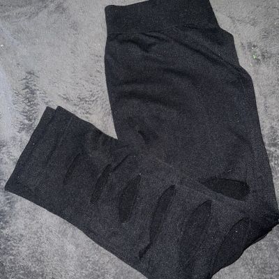 Women's Sexy Cutout Leggings Ripped Workout Running Jogger Skinny One Size