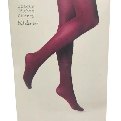 A New Day Women's  Opaque Tights, CHERRY Medium/Large, 50 Denier, BRAND NEW