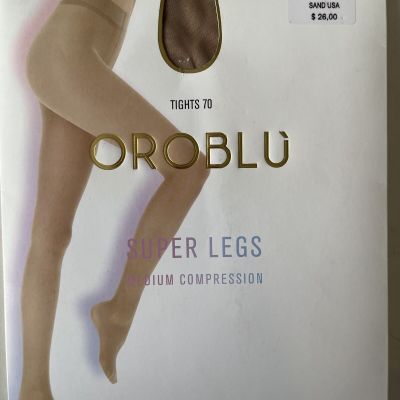 New Women's OROBLU  Repos 70 Super Legs Tights Size L Sand