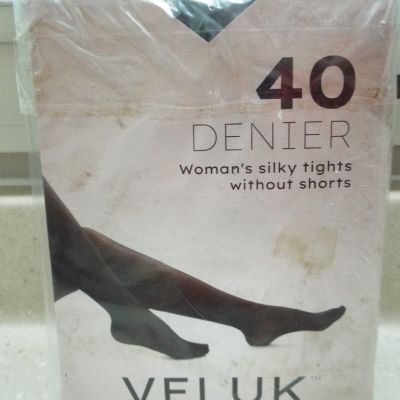 Veluk 40 Denier Nero Pantyhose Size 3-M New In Package Silk Tights Without Short