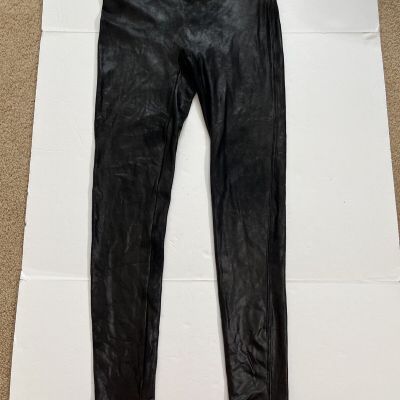 Spanx Black Glossy Shiny Leggings Size Large