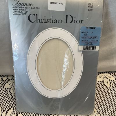 Vtg Christian Dior 4480 Avance Sheer Control Top Panty Hose Tights Sz 2 Ivory