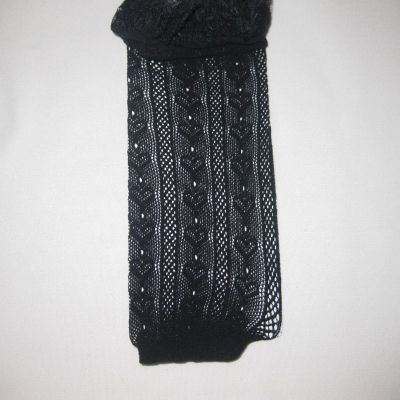 Heart ruffle lace top fishnet over the knee socks black nip 80s retro kawaii