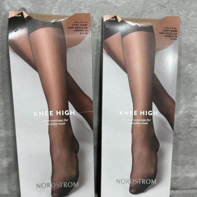 Nordstrom Knee High Nylons Sheer Coverage Everyday Wear Size R Light Nude New