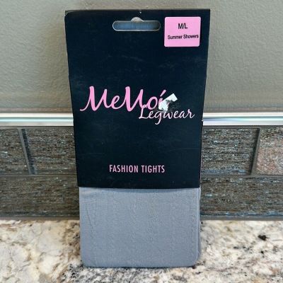 MeMoi Legwear Womans  Sz M/L Fashion Lineup Tights Summer Showers Gray NWT